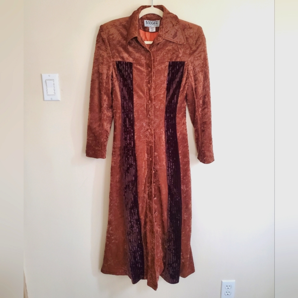 Velvet Lined Midi-Length Vintage Jacket